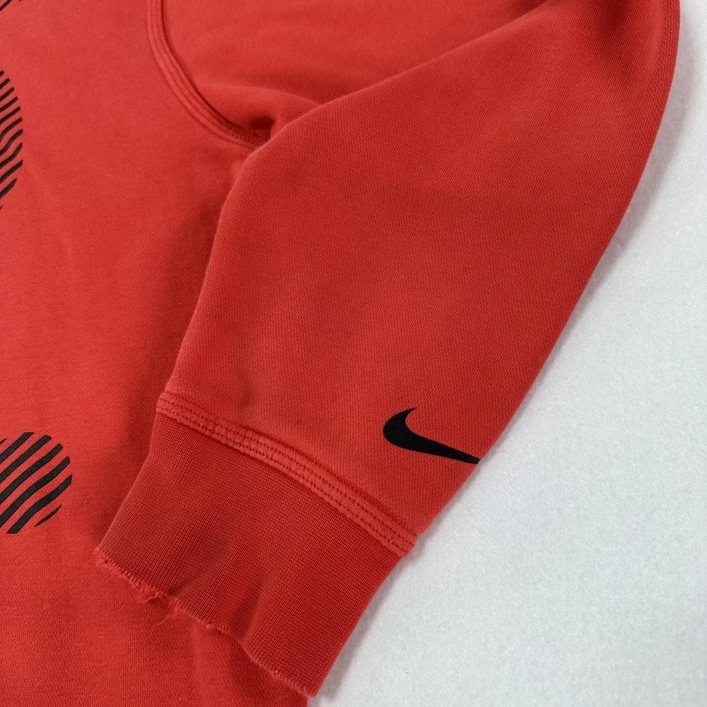 Nike Hoodie Sweatshirt Mens XL Red Just Do It Graphic Logo Fleece Pullover Y2k